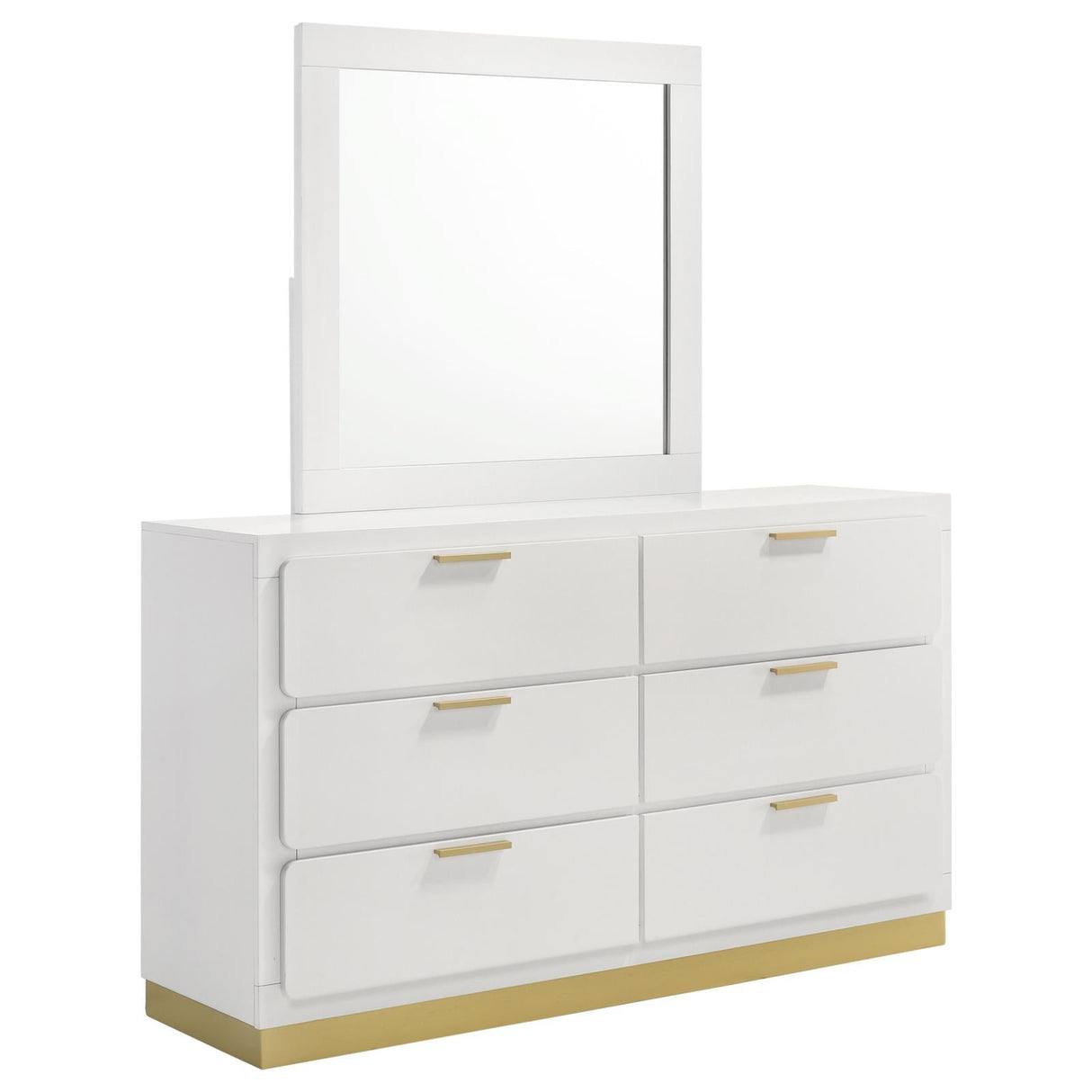 Caraway White 6-Drawer Bedroom Dresser with Mirror