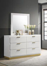 Caraway White 6-Drawer Bedroom Dresser with Mirror