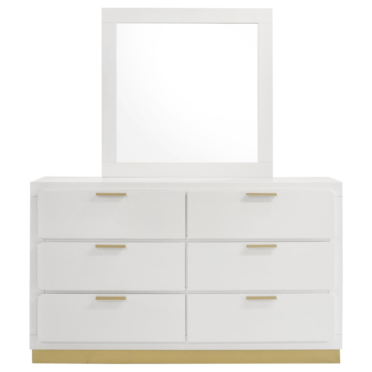 Caraway White 6-Drawer Bedroom Dresser with Mirror