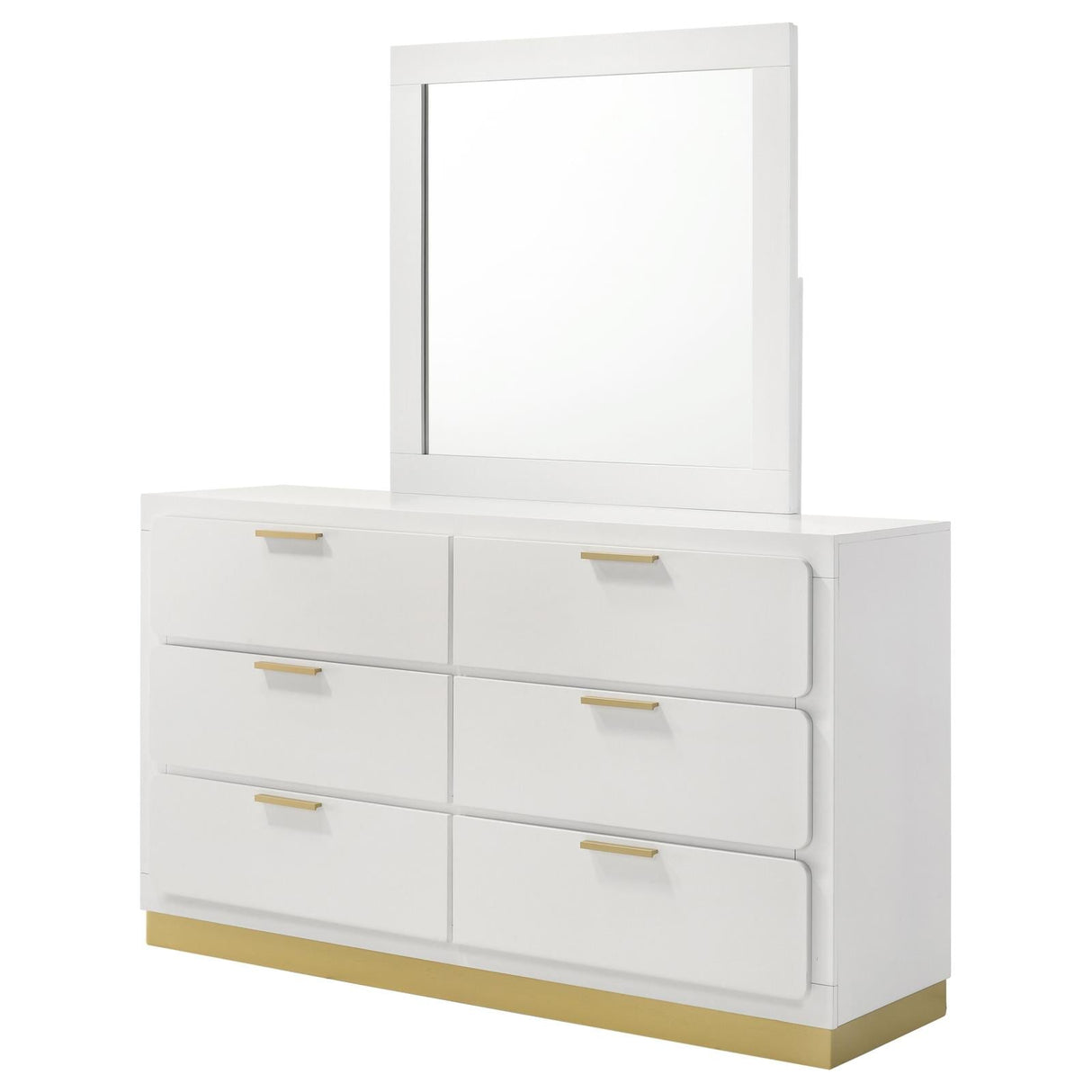 Caraway White 6-Drawer Bedroom Dresser with Mirror