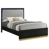 Caraway Black and Gray Eastern King Bed with LED Headboard by Coaster at Eve Furniture
