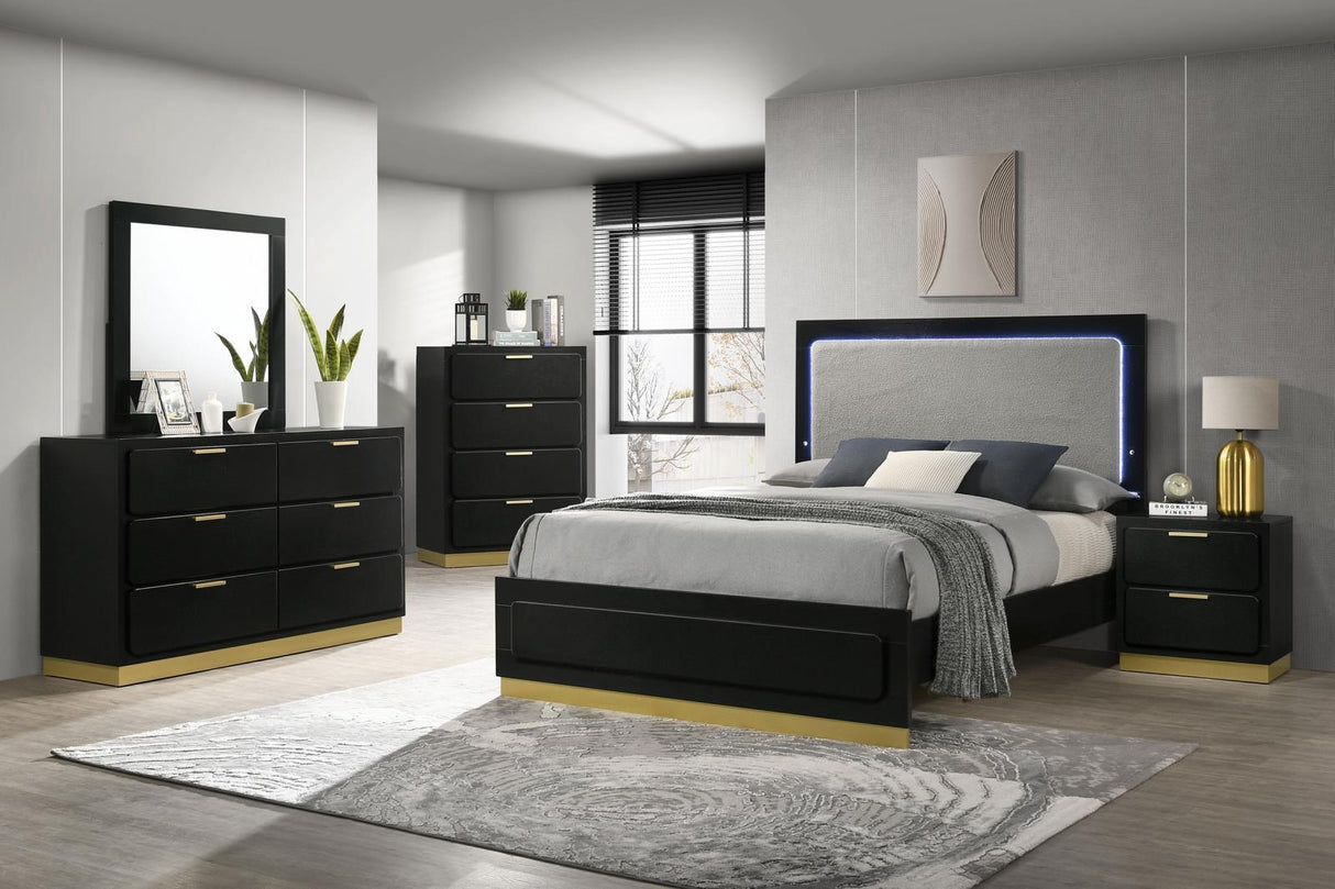 Caraway Black and Gray Eastern King Bed with LED Headboard by Coaster at Eve Furniture