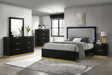 Caraway Black and Gray Eastern King Bed with LED Headboard by Coaster at Eve Furniture