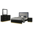 Caraway Black/Grey 4-Piece Queen Bedroom Set with LED Headboard by Coaster at Eve Furniture