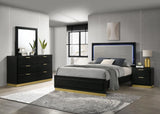 Caraway Black/Grey 4-Piece Queen Bedroom Set with LED Headboard by Coaster at Eve Furniture