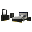 Caraway Black 5-Piece Eastern King Bedroom Set with LED Headboard by Coaster at Eve Furniture