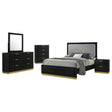 Caraway Black/Grey 5-Piece Queen Bedroom Set with LED Headboard by Coaster at Eve Furniture