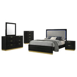 Caraway Black/Grey 5-Piece Queen Bedroom Set with LED Headboard by Coaster at Eve Furniture