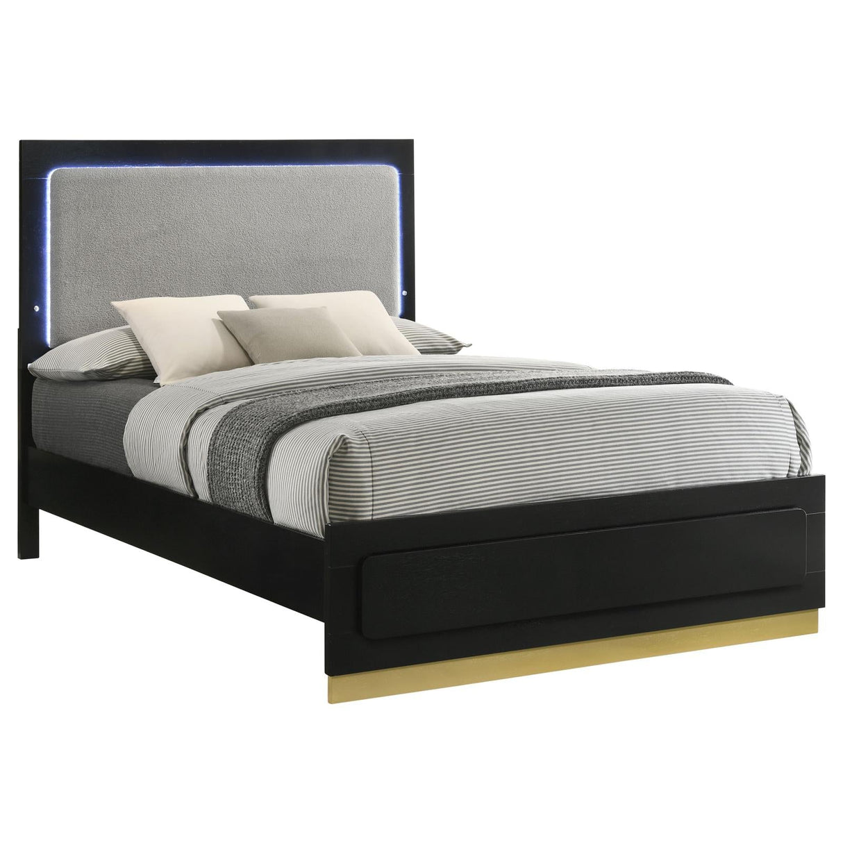 Caraway California King Bed with LED Headboard Black and Grey