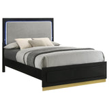 Caraway California King Bed with LED Headboard Black and Grey