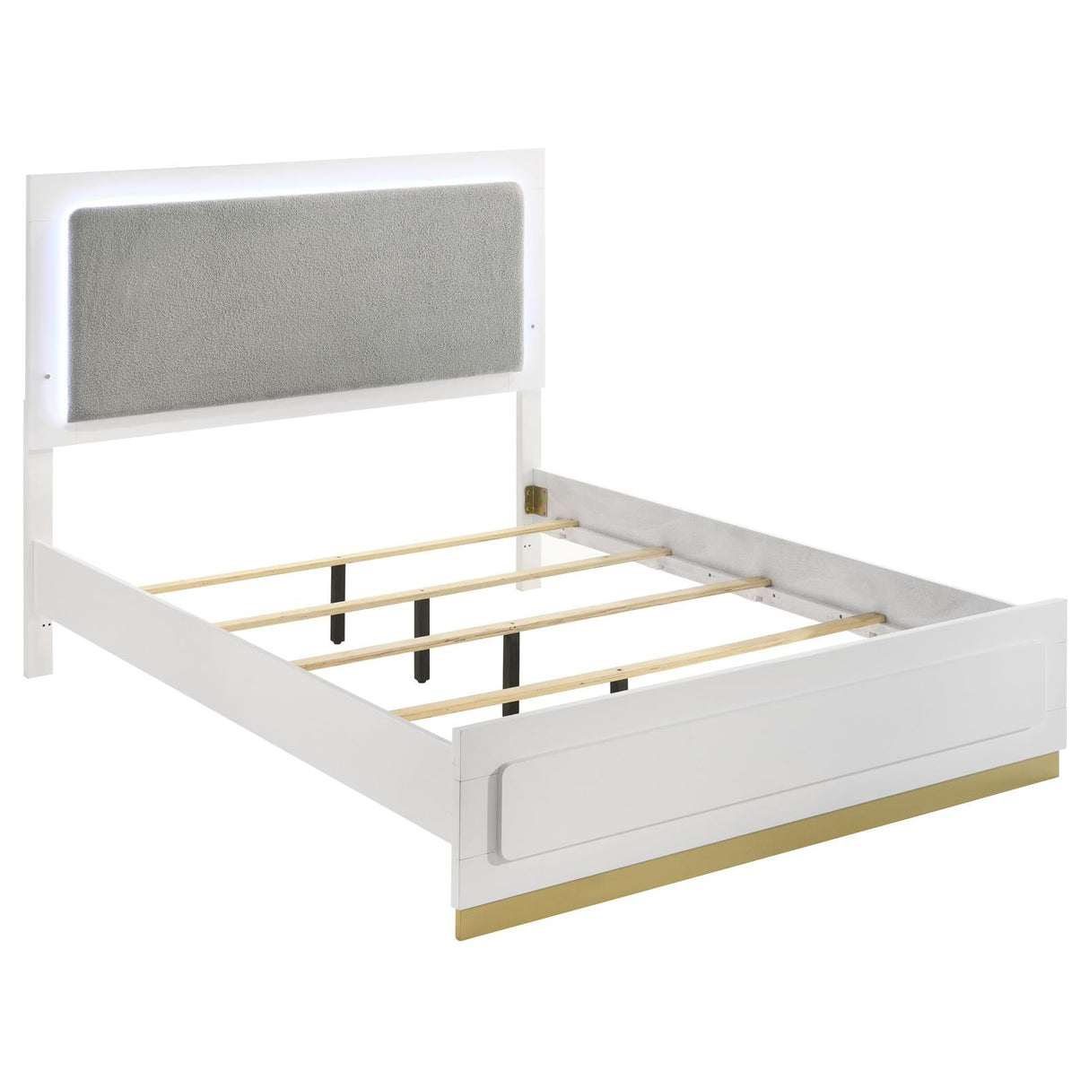 Caraway California King Bed with LED Headboard White and Grey