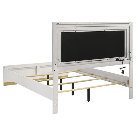 Caraway California King Bed with LED Headboard White and Grey by Coaster at Eve Furniture