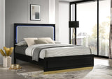 Caraway Eastern King Bed with LED Headboard Black and Grey