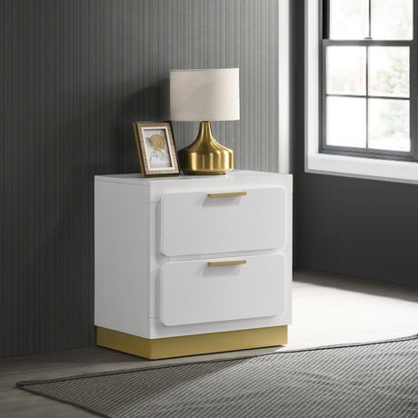 Caraway White 2-drawer Nightstand Bedside Table by Coaster at Eve Furniture
