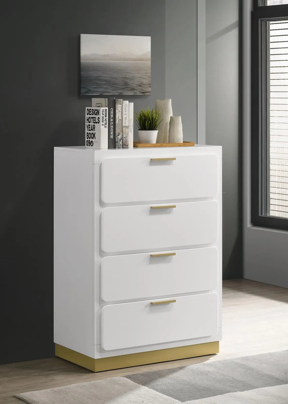 Caraway White 4-drawer Bedroom Chest by Coaster at Eve Furniture