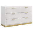Caraway White 6-drawer Bedroom Dresser by Coaster at Eve Furniture