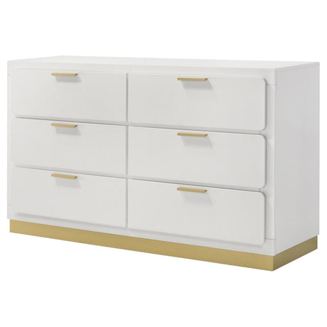 Caraway White 6-drawer Bedroom Dresser by Coaster at Eve Furniture