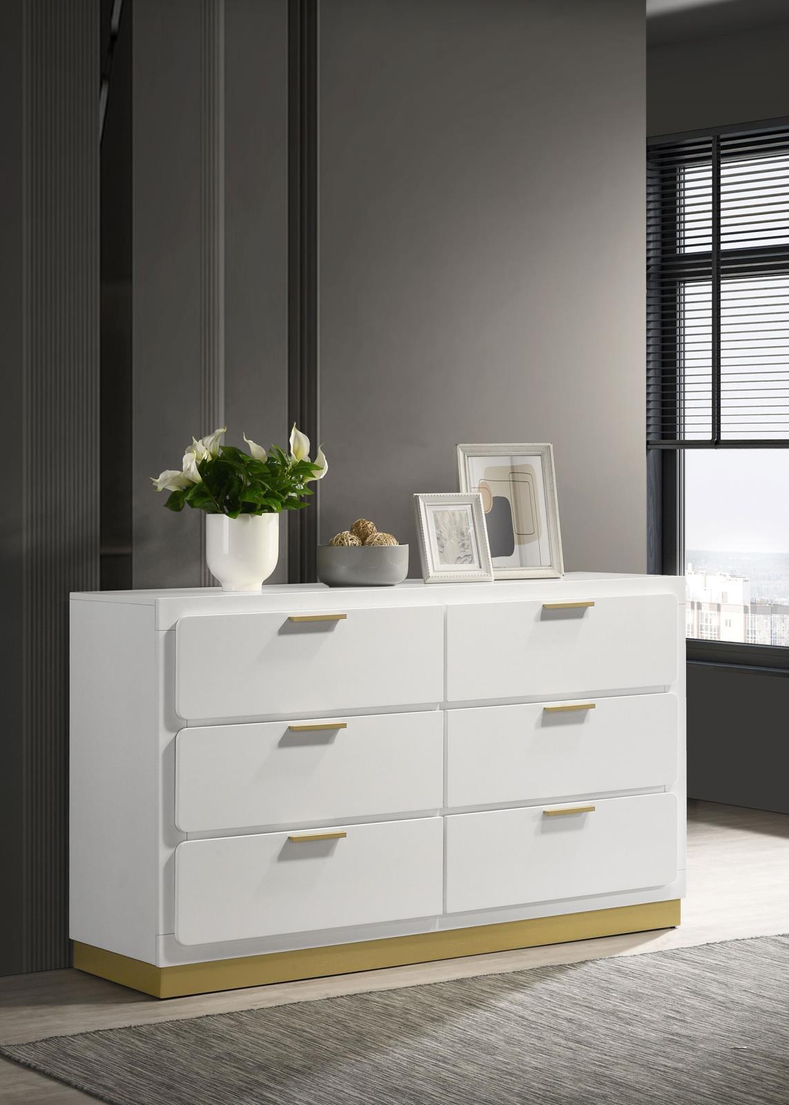 Caraway White 6-drawer Bedroom Dresser by Coaster at Eve Furniture