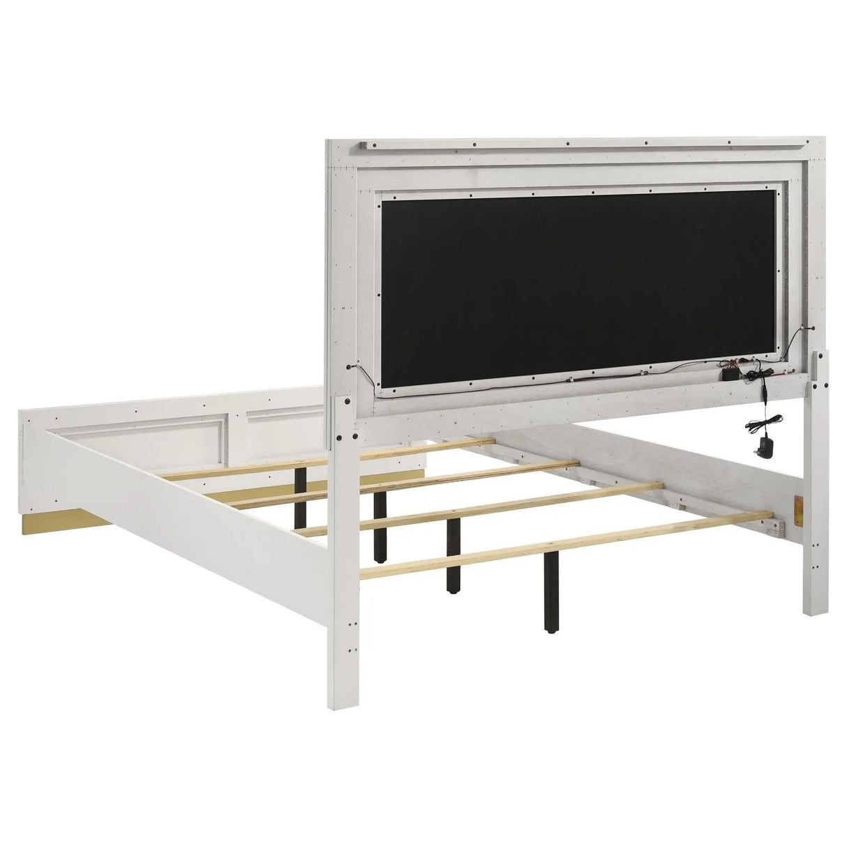 Caraway White and Gray Eastern King Bed with LED Headboard by Coaster at Eve Furniture