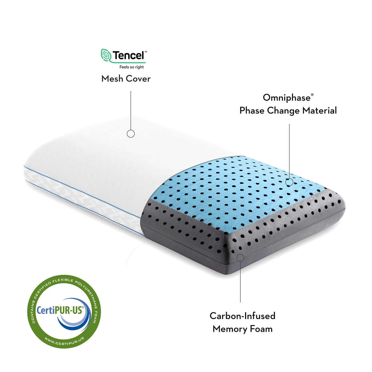 CarbonCool LT + Omniphase White King Pillow by Malouf at Eve Furniture