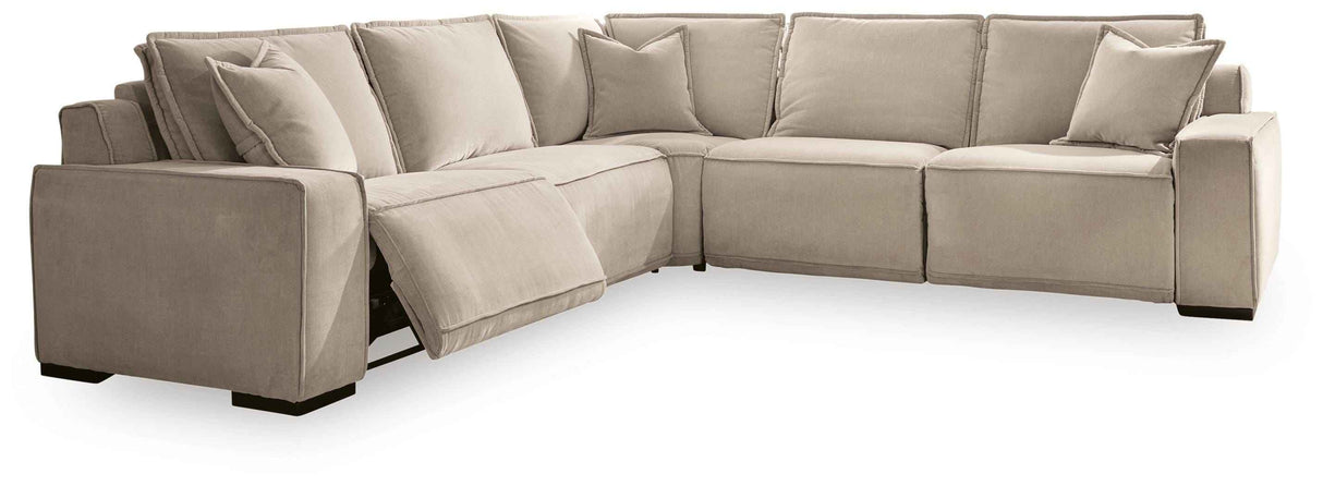 Carceri Cashmere 5-Piece Power Sectional Reclining Sofa by Ashley at Eve Furniture