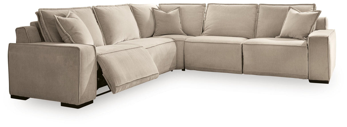 Carceri Cashmere 5-Piece Power Sectional Reclining Sofa by Ashley at Eve Furniture