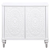 Cardella Distressed White 2-Door Mandala Accent Cabinet by Coaster at Eve Furniture