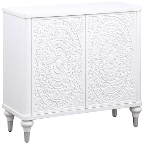 Cardella Distressed White 2-Door Mandala Accent Cabinet by Coaster at Eve Furniture
