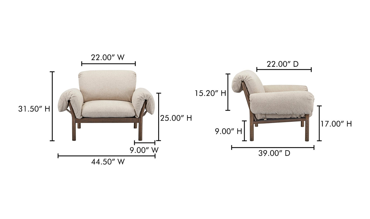 Cardero Lounge Chair Beige by Moe's Home at Eve Furniture