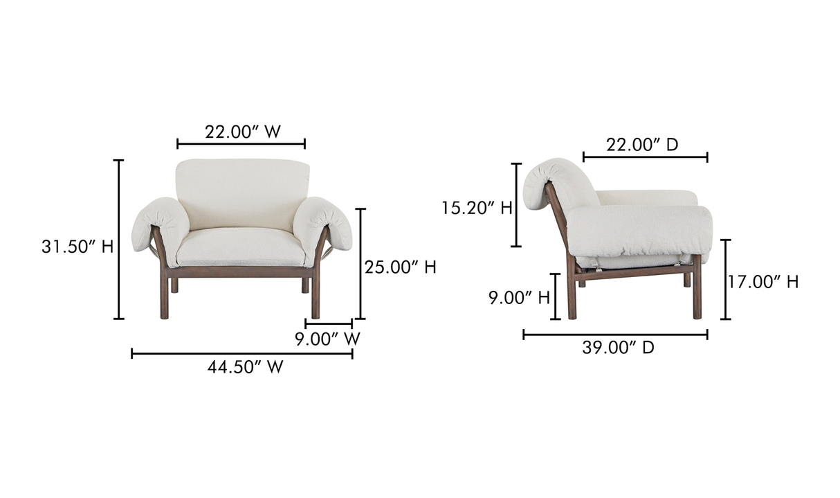 Cardero Lounge Chair Ivory by Moe's Home at Eve Furniture