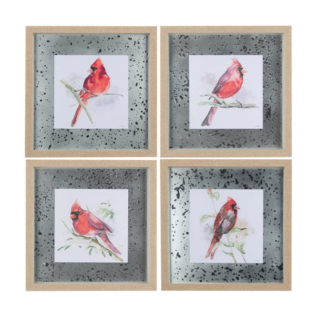 Cardinal III by Mercana Studio a Hand Embellished Textured Framed Art Print Matted under Glass by Mercana at Eve Furniture