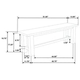 Cardova Vineyard Oak 51-inch Solid Wood Dining Bench by Coaster at Eve Furniture