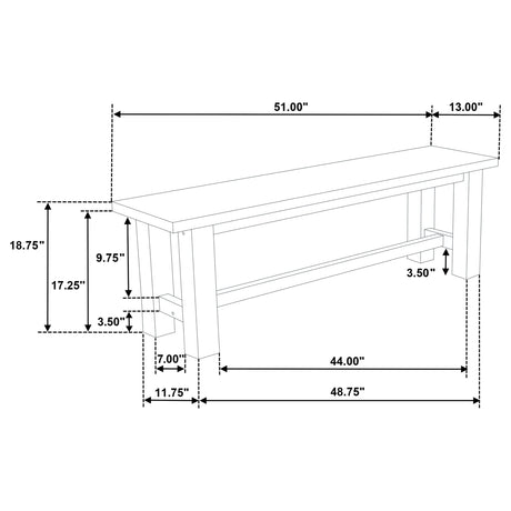 Cardova Vineyard Oak 51-inch Solid Wood Dining Bench by Coaster at Eve Furniture