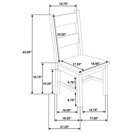 Cardova Vineyard Oak Solid Wood Dining Side Chair (Set of 2) by Coaster at Eve Furniture