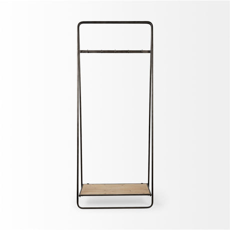 Carell Black Metal And Wood Shelf Hall Tree by Mercana at Eve Furniture