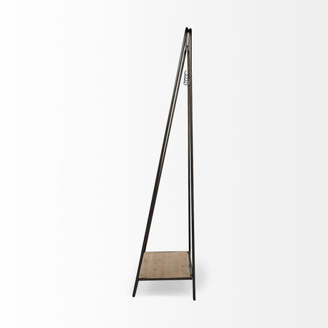 Carell Black Metal And Wood Shelf Hall Tree by Mercana at Eve Furniture