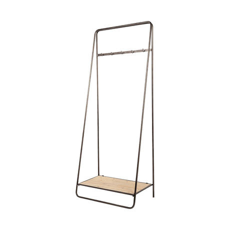 Carell Black Metal And Wood Shelf Hall Tree by Mercana at Eve Furniture
