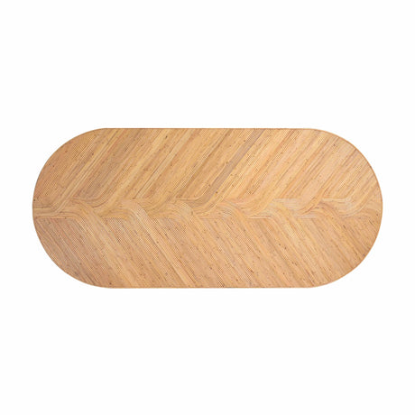 Caren Natural Rattan and Glass 95" Oval Dining Table by TOV Furniture at Eve Furniture