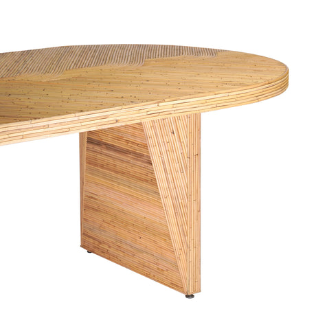 Caren Natural Rattan and Glass 95" Oval Dining Table by TOV Furniture at Eve Furniture