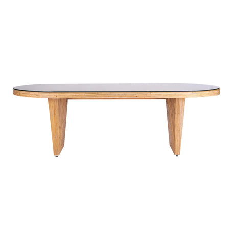 Caren Natural Rattan and Glass 95" Oval Dining Table by TOV Furniture at Eve Furniture