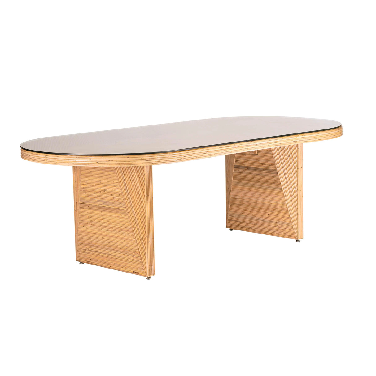 Caren Natural Rattan and Glass 95" Oval Dining Table by TOV Furniture at Eve Furniture