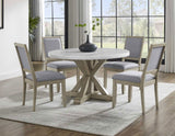 Carena 5-Piece 52-inch Round White Marble Dining Set(Table & 4 Side Chairs)