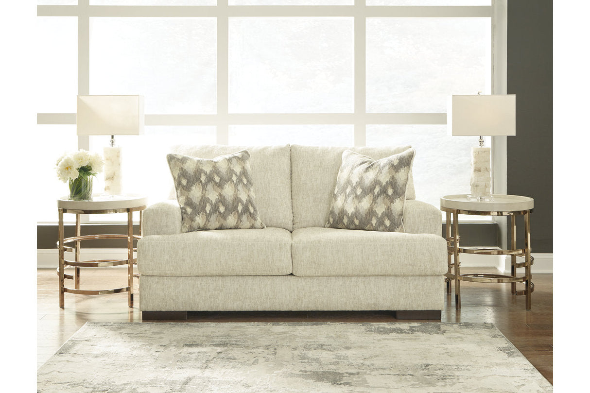 Caretti Parchment Loveseat by Ashley at Eve Furniture