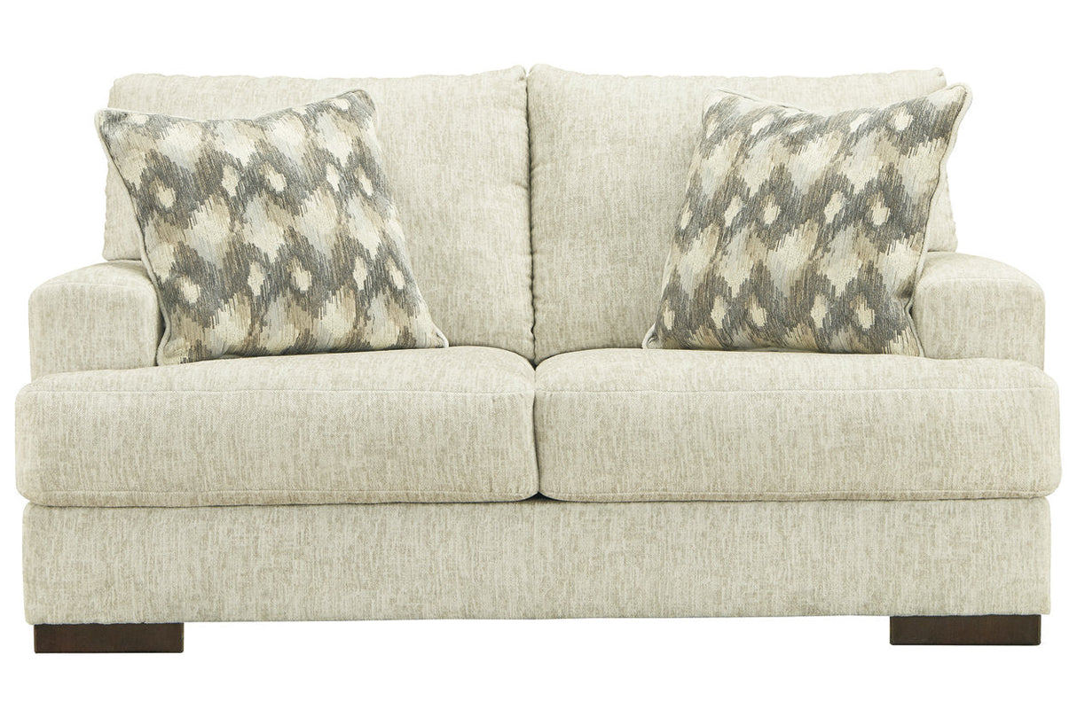 Caretti Parchment Loveseat by Ashley at Eve Furniture
