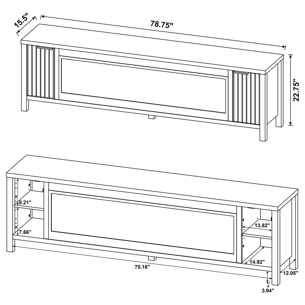 Carey Dark Pine 79-inch TV Stand Fireplace Media Console by Coaster at Eve Furniture
