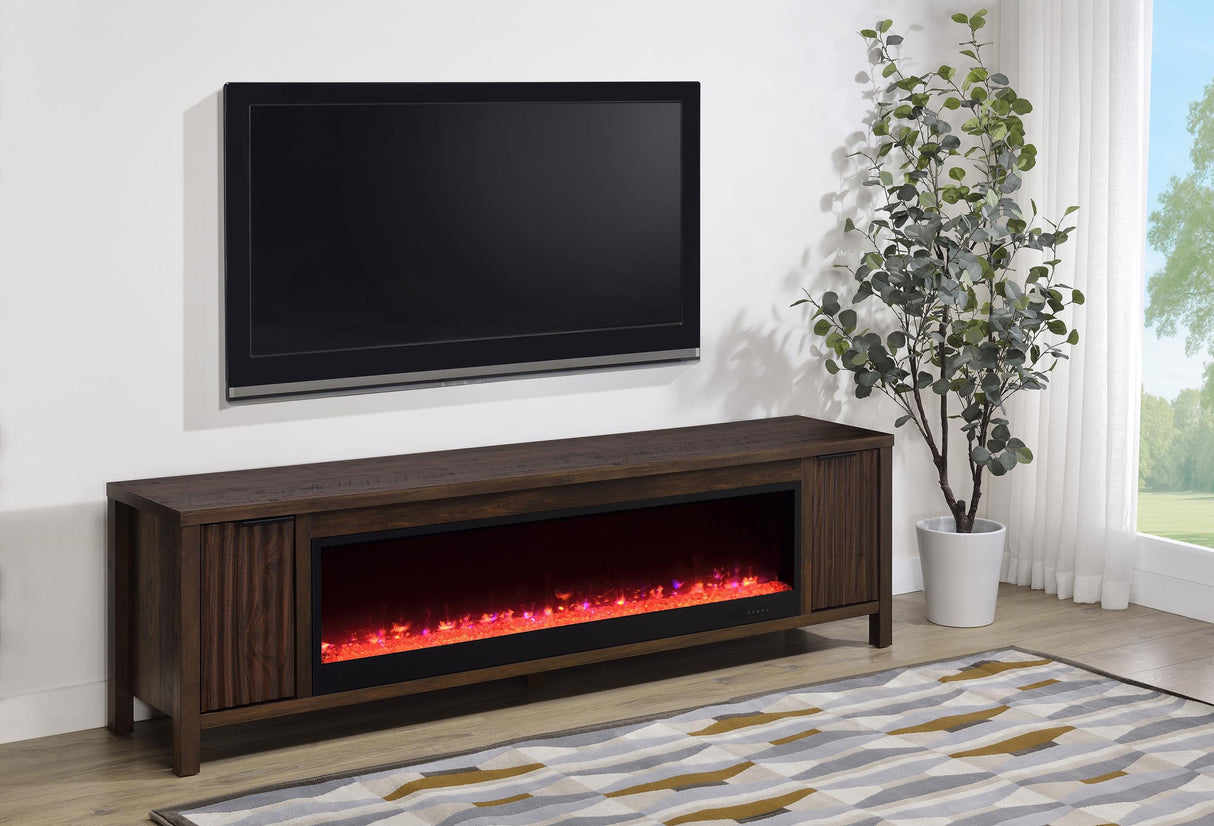 Carey Dark Pine 79-inch TV Stand Fireplace Media Console by Coaster at Eve Furniture