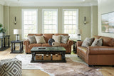 Carianna Caramel Leather Sofa and Loveseat by Ashley at Eve Furniture