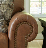 Carianna Caramel Leather Sofa and Loveseat by Ashley at Eve Furniture
