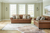 Carianna Caramel Leather Sofa and Loveseat by Ashley at Eve Furniture