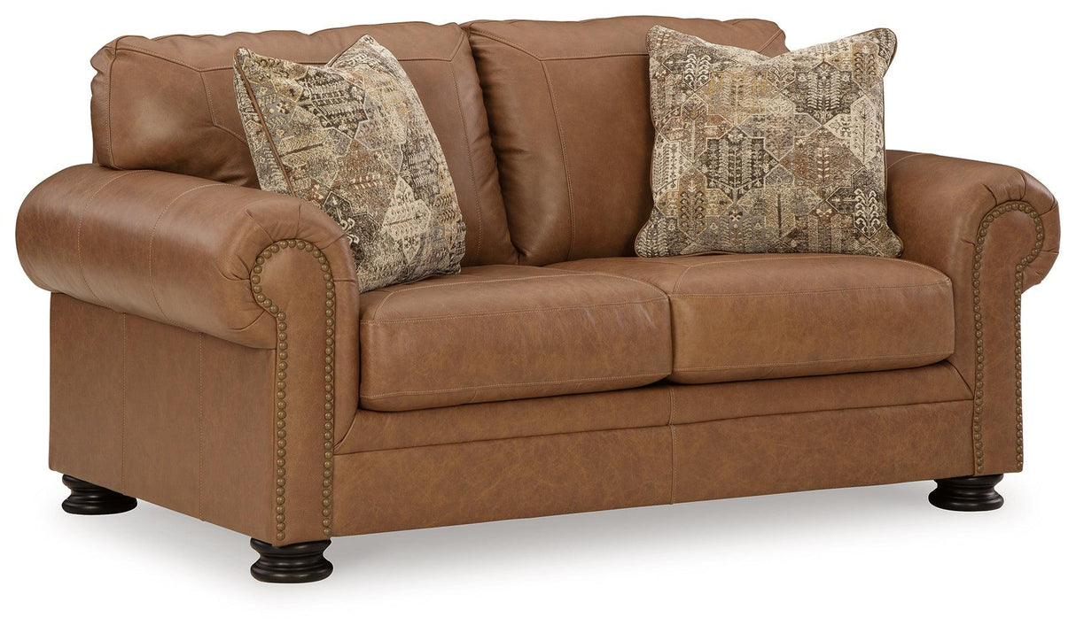 Carianna Caramel Loveseat by Ashley at Eve Furniture